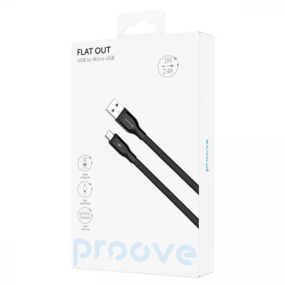 Кабель Proove Flat Out MicroUSB 1м Чорний