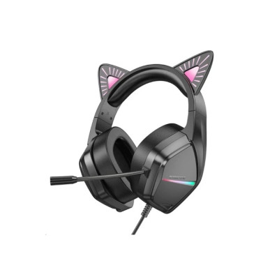 HF Наушники PC Borofone BO106 Cute cat ear luminous gaming headphones Phantom Cat