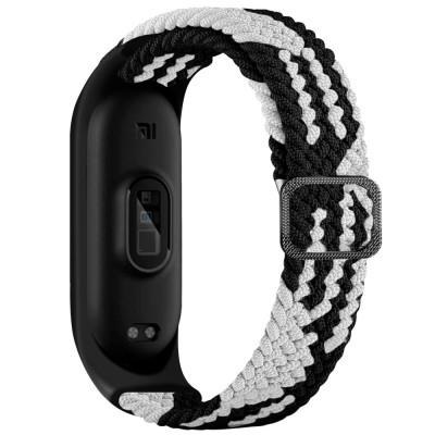 Ремінець Plaited Mi Band 3/4/5/6/7 Чорний/Білий