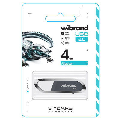 Флеш память 4Gb Wibrand Aligator USB 2.0 Серая