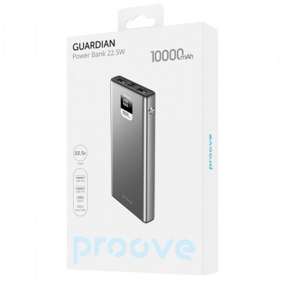 Універсальна мобільна батарея Повербанк Proove Guardian 10000mAh 22.5W Сірий