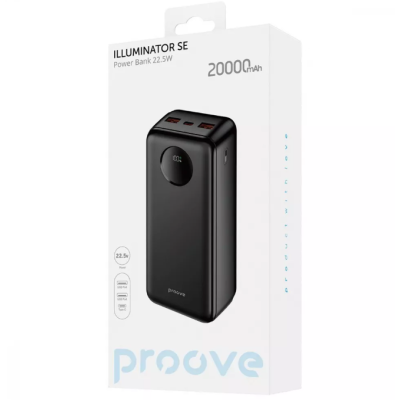 Універсальна мобільна батарея Повербанк Proove Illuminator SE 20000mAh 22.5W Чорний