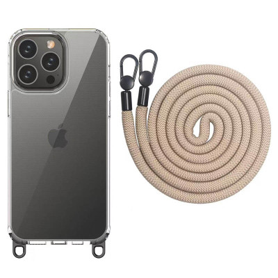 Чохол Накладка Transparent with Straps iPhone 12/12 Pro Бежевий (Clay)