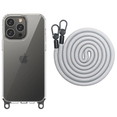 Чохол Накладка Transparent with Straps iPhone 12/12 Pro Світло-сіра (Grey)