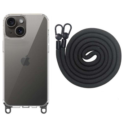 Чохол Накладка Transparent with Straps iPhone 13/ iPhone 14 Чорна