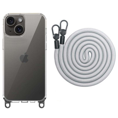 Чохол Накладка Transparent with Straps iPhone 15 Світло-сіра (Grey)