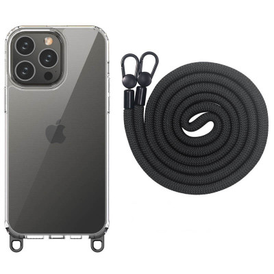 Чохол Накладка Transparent with Straps iPhone 15 Pro Чорна