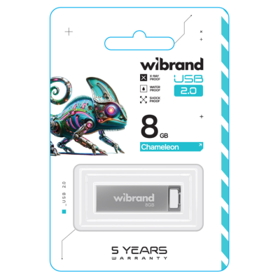 Флеш пам'ять USB 8Gb Wibrand Chameleon USB 2.0 Срібна