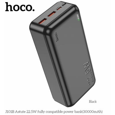 Универсальная мобильная батарея Повербанк Hoco J101B PD+QC 3.0 22.5W 30000mAh Чёрный