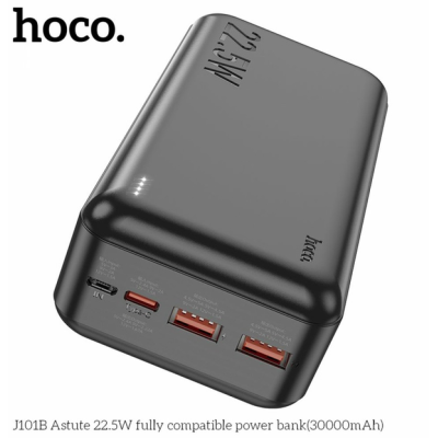 Универсальная мобильная батарея Повербанк Hoco J101B PD+QC 3.0 22.5W 30000mAh Чёрный