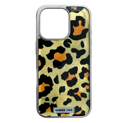 Чехол Накладка Leopard iPhone 16 Pro Золотая