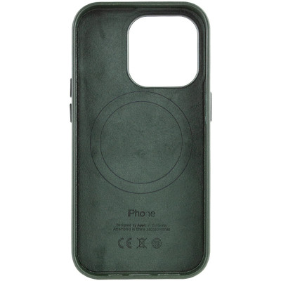 Чохол накладка Leather Case with MagSafe iPhone 13 Pro Зелена/Shirt Green (AA+)