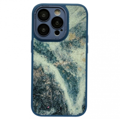 Чехол накладка Glitter Marble iPhone 13 Синяя