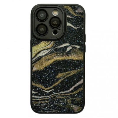 Чохол накладка Glitter Marble iPhone 13 Чорна