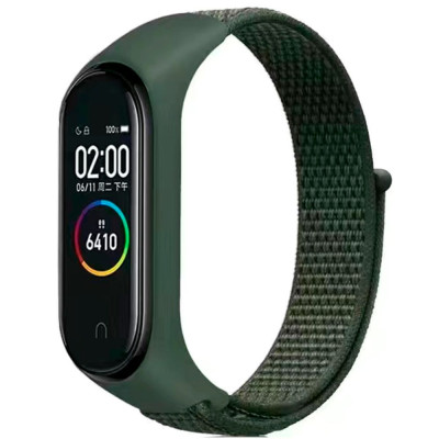 Ремешок Нейлон Mi Band 3/4/5/6 Оливковый