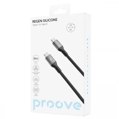 Кабель Proove ReGen Silicone Type-C to Type-C 60W 1м Чорний