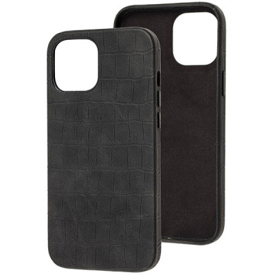 Чохол накладка Leather Croc iPhone 13 Чорна