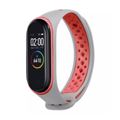 Ремінець Mi Band 3/4 SPORT Сірий Червоний