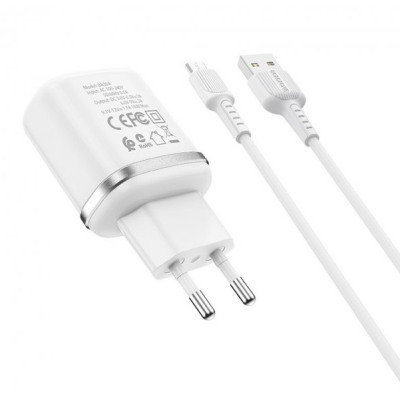 Мережевий зарядний пристрій Borofone BA36A microUSB QC3.0 Білий