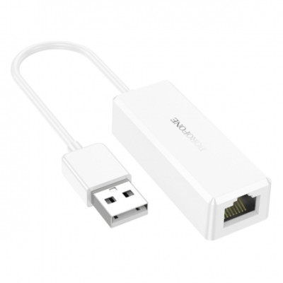 Кабель BOROFONE DH7 Ricco USB-A ethernet adapter Білий