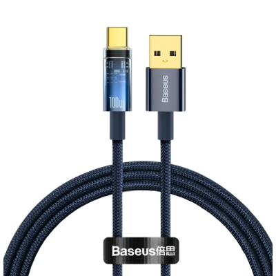 Кабель дата Baseus Explorer USB Type A - Type-C 100W 1м Синій