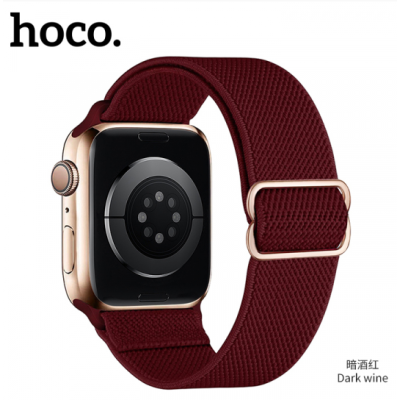 Ремінець Apple Watch 42-49мм Hoco WA04 Elastic Nylon Бордовий (Dark Wine)