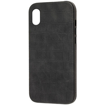 Чохол накладка Leather Croc iPhone X Чорна