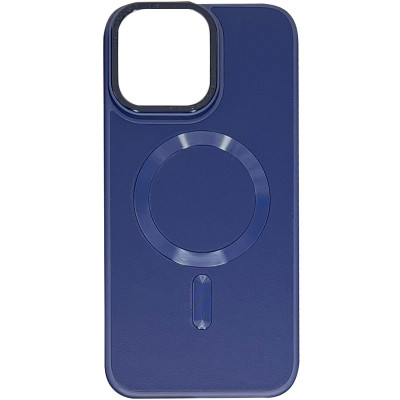 Чохол накладка Bonbon Leather MagSafe iPhone 12/12 Pro Синя/Navy blue