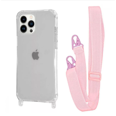 Чехол накладка STRAP Clear iPhone 15 Pro Max Розовый Песок