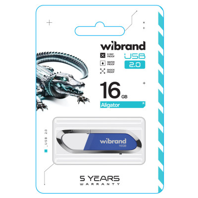 Флеш пам'ять USB 16Gb Wibrand Aligator USB 2.0 Blue, Синя