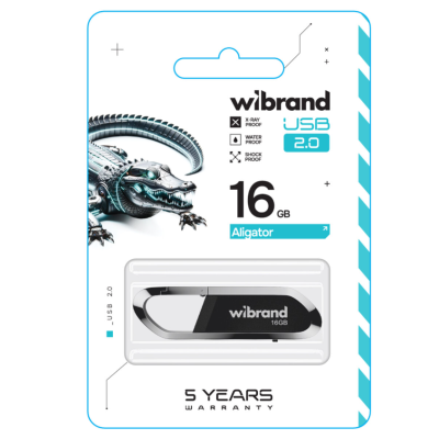 Флеш пам'ять USB 16Gb Wibrand Aligator USB 2.0 Black, Чорний