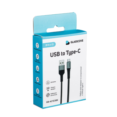 Кабель дата Braid USB Type A - Type-C 1м Чорний