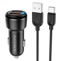 Автомобильное зарядное устройство Borofone BZ17 2USB QC3.0 3A Type-C Black, Черный