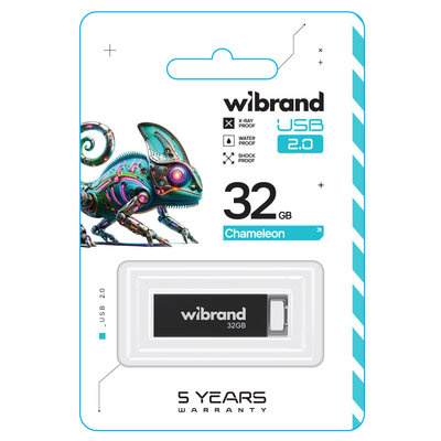 Флеш пам'ять USB 32Gb Wibrand Chameleon USB 2.0 Black, Чорна