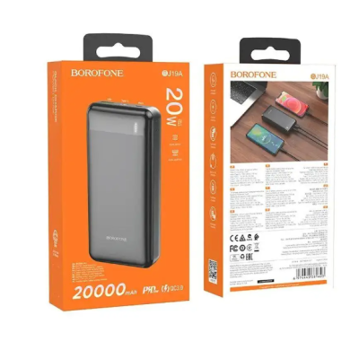 Універсальна мобільна батарея Повербанк Borofone BJ19A PD20W 20000mAh Чорний